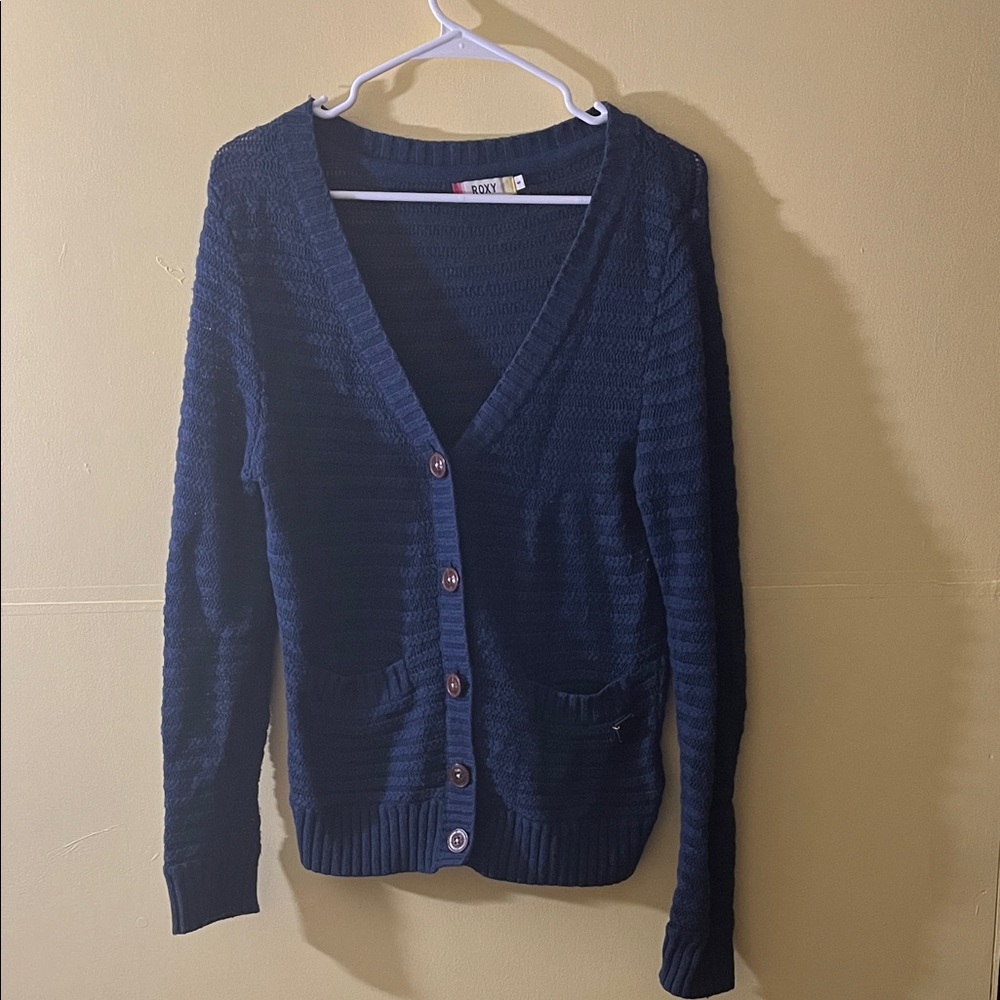 Roxy Deep Blue Cardigan Sweater